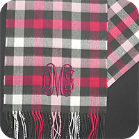 Cashmere Scarf - Buffalo Check - Pink and Grey